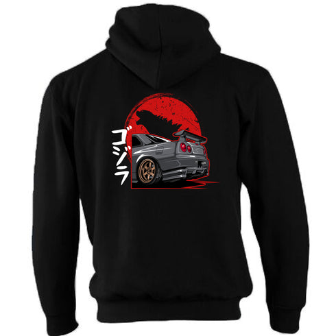 JDM Hoody Hoodie Japanese Modified Automotive Street Drift Drag Race Car Godzilla Skyline rear 07